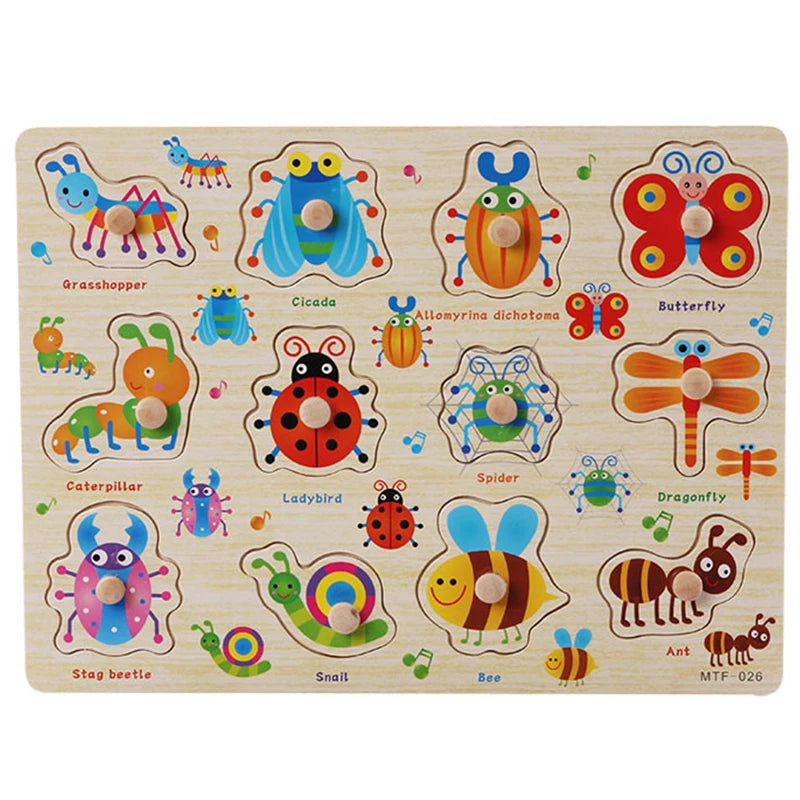 Montessori Wooden Hand-Grab Puzzles