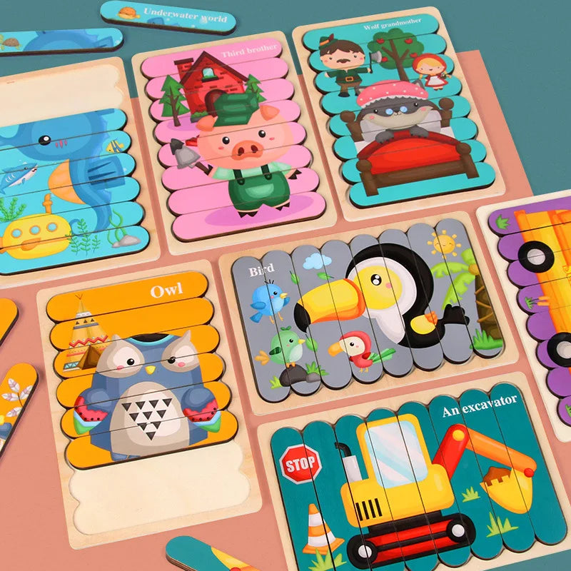 Montessori Wooden 3D Animal Puzzles