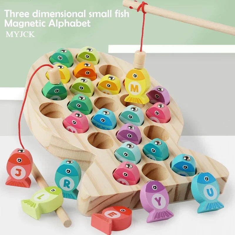 Wooden Alphabet & Numbers Fishing Game