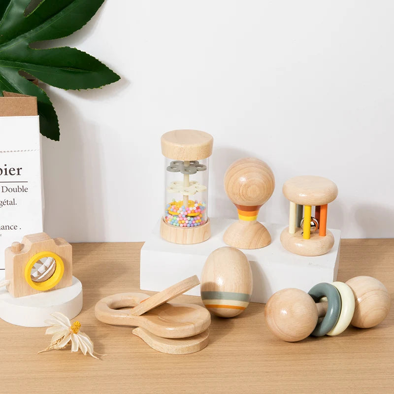 Montessori Wooden Rattle Set (7-Piece)