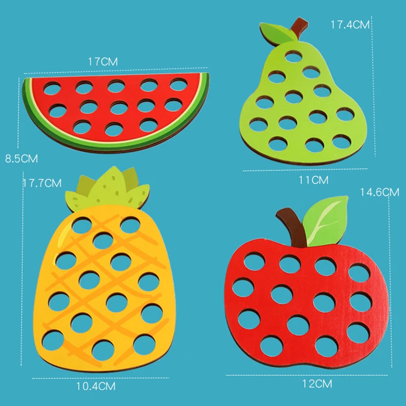 Wooden Fruit Threading & Lacing Toy