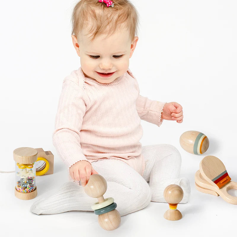 Montessori Wooden Rattle Set (7-Piece)