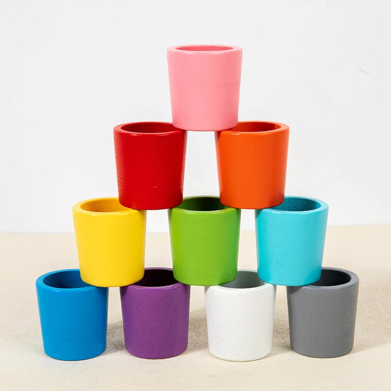 Montessori Wooden Colour Sorting Cups