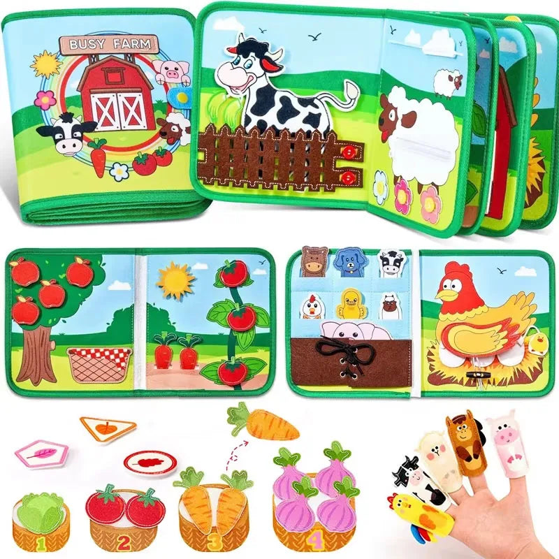 Montessori Farm Animal Felt Busy Book
