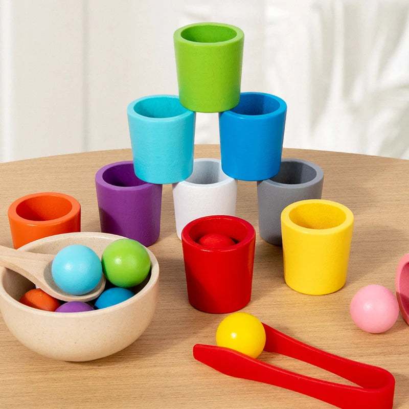 Montessori Wooden Colour Sorting Cups