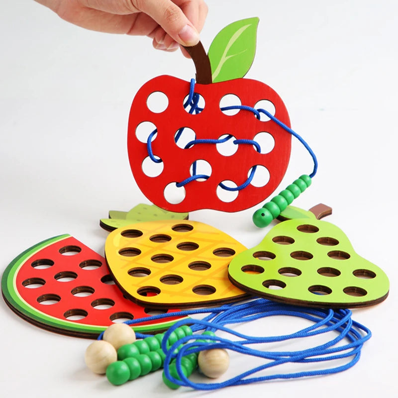 Wooden Fruit Threading & Lacing Toy