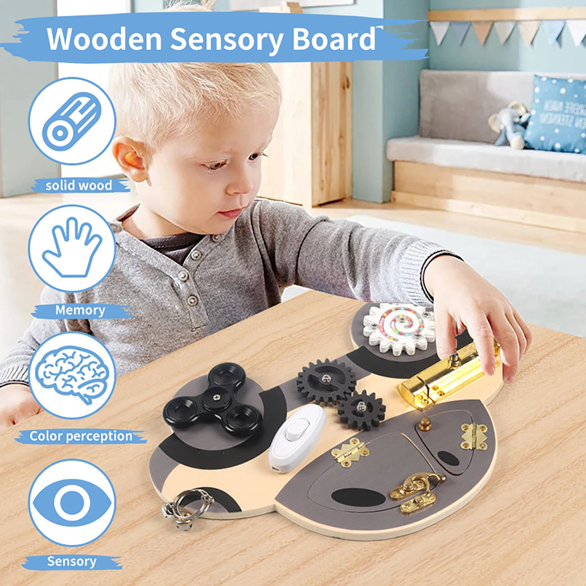 Montessori Wooden Steering Wheel Busy Board