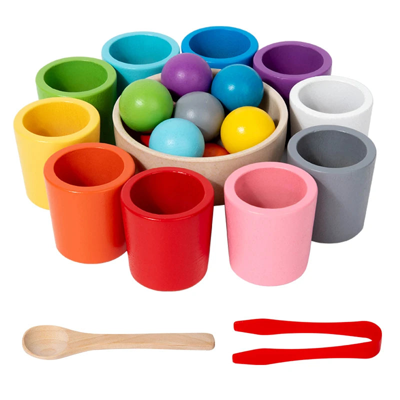 Montessori Wooden Colour Sorting Cups