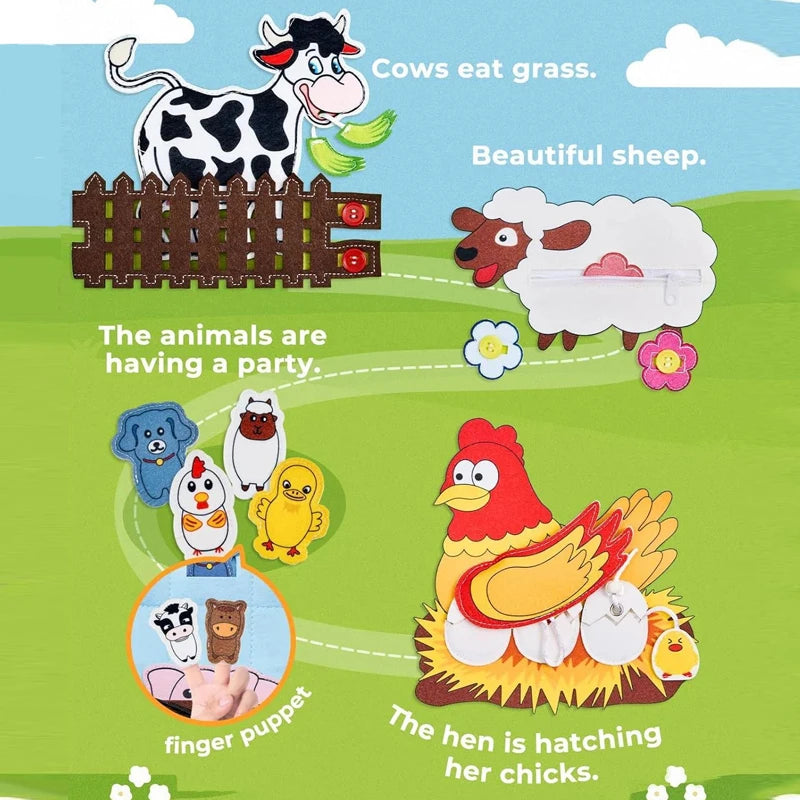 Montessori Farm Animal Felt Busy Book