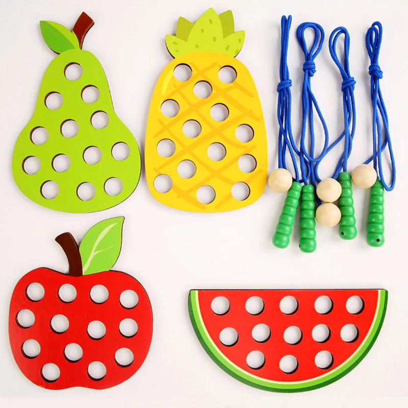 Wooden Fruit Threading & Lacing Toy