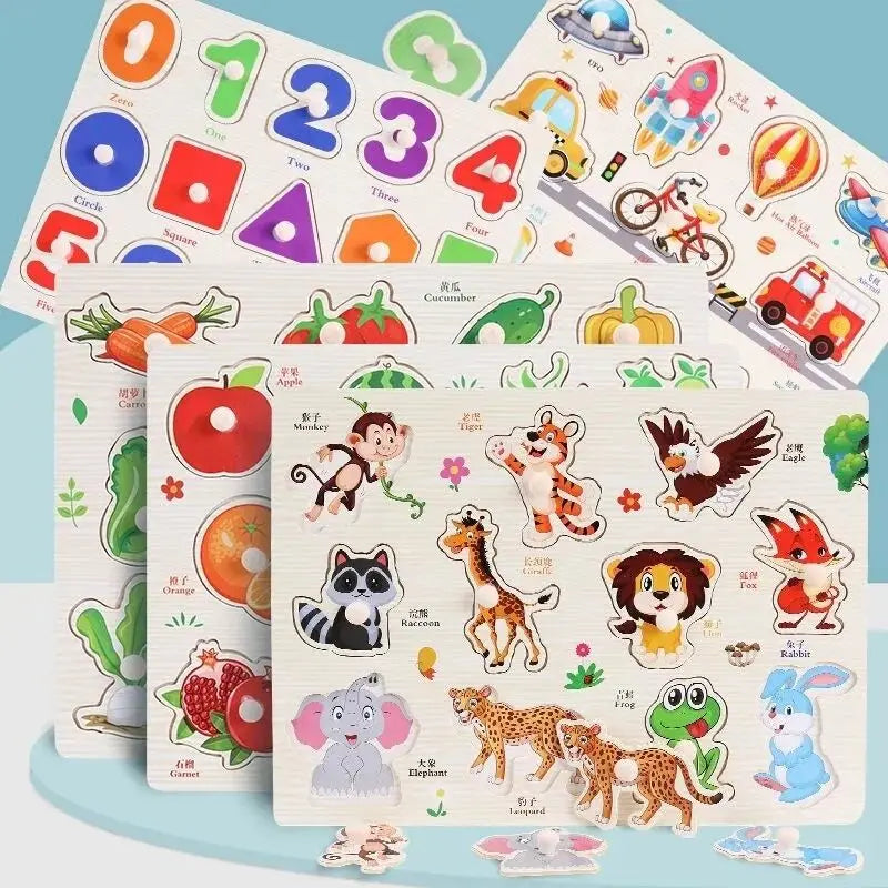Montessori Wooden Hand-Grab Puzzles