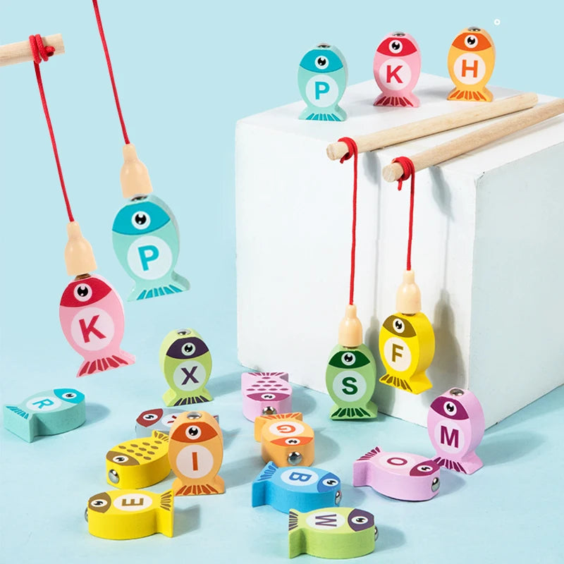 Wooden Alphabet & Numbers Fishing Game
