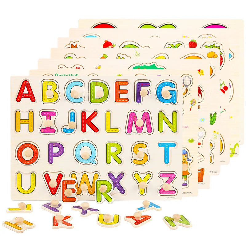 Montessori Wooden Hand-Grab Puzzles