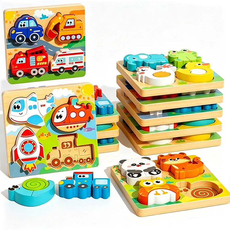 Montessori Wooden Shape-Matching Blocks