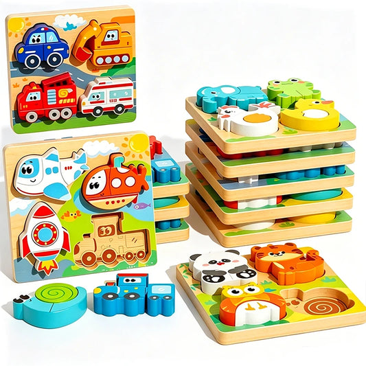 Montessori Wooden Shape-Matching Blocks