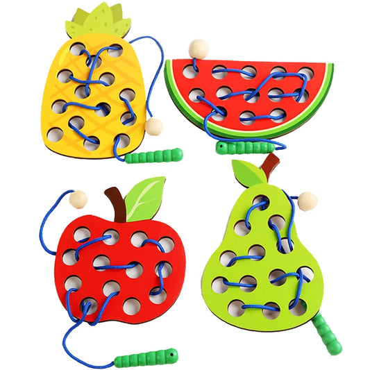 Wooden Fruit Threading & Lacing Toy