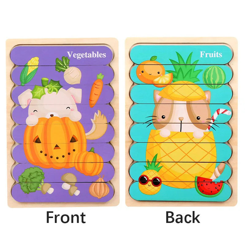 Montessori Wooden 3D Animal Puzzles