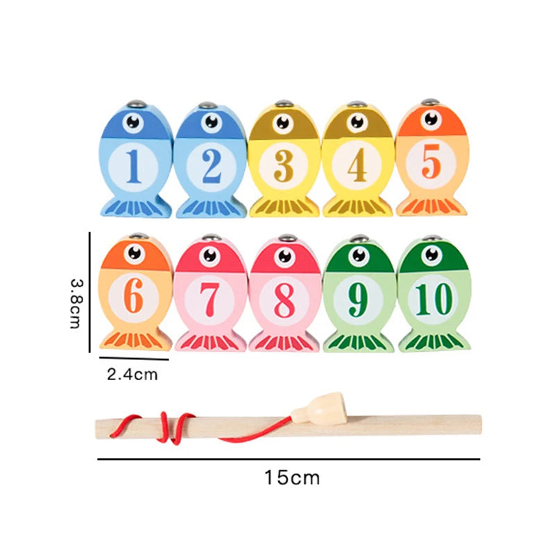 Wooden Alphabet & Numbers Fishing Game