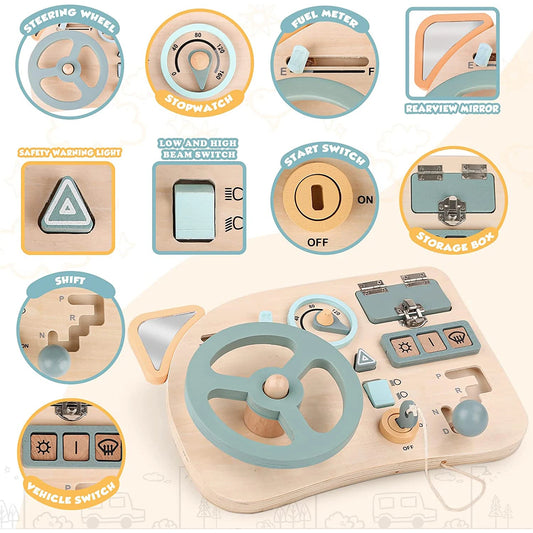 Montessori Wooden Steering Wheel Busy Board