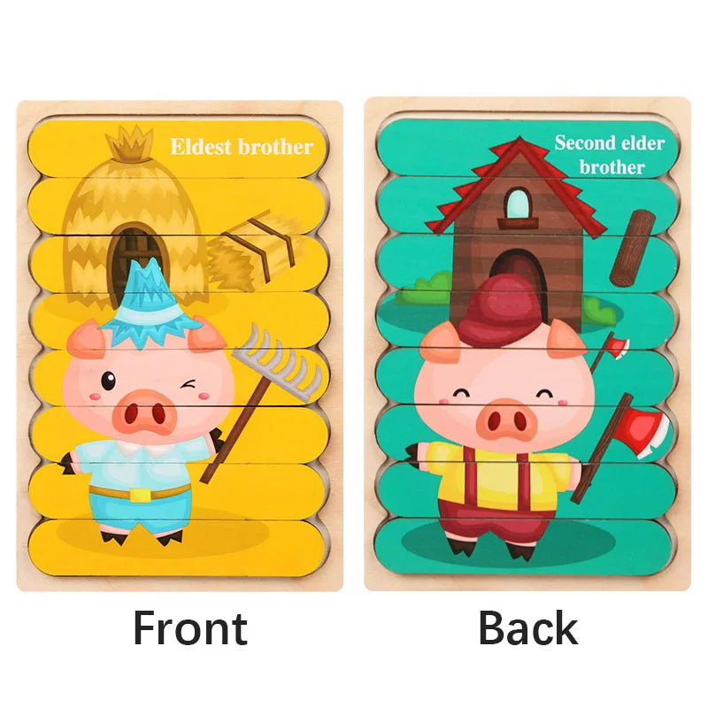 Montessori Wooden 3D Animal Puzzles