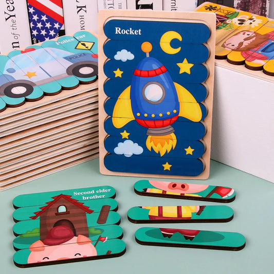 Montessori Wooden 3D Animal Puzzles