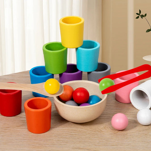 Montessori Wooden Colour Sorting Cups