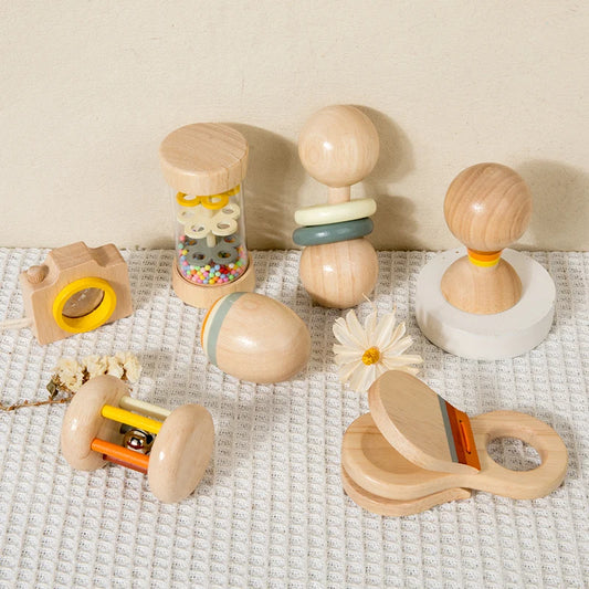 Montessori Wooden Rattle Set (7-Piece)