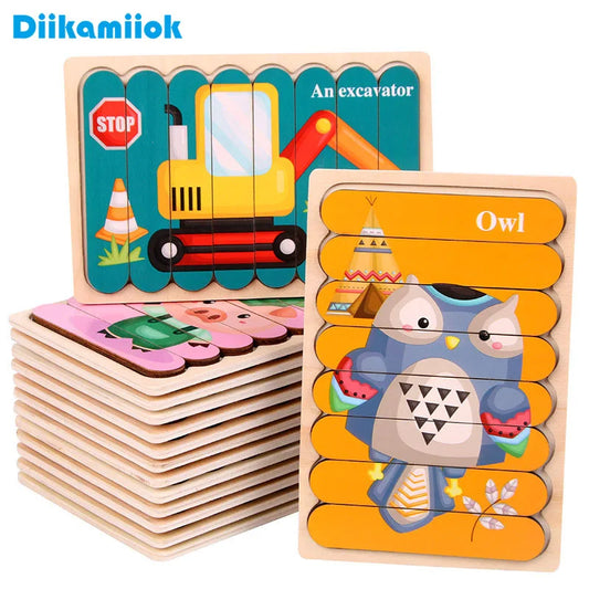 Montessori Wooden 3D Animal Puzzles