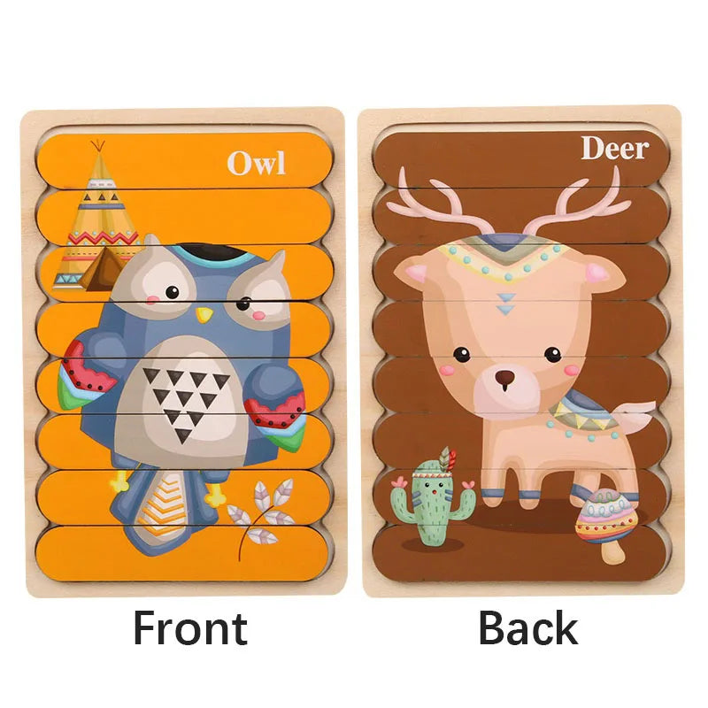 Montessori Wooden 3D Animal Puzzles