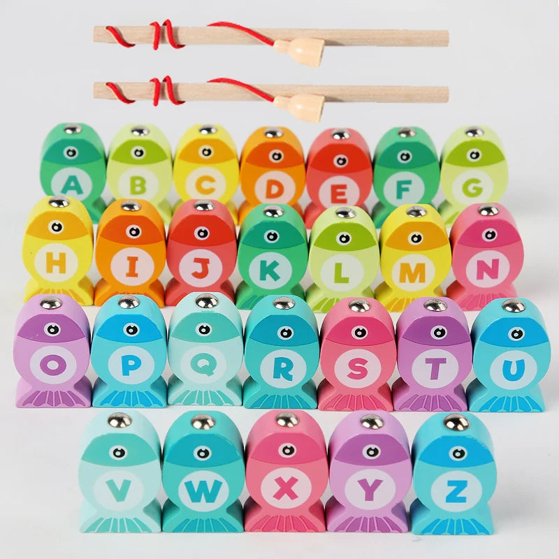 Wooden Alphabet & Numbers Fishing Game