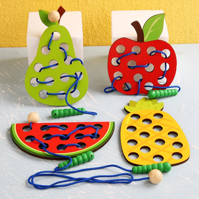 Wooden Fruit Threading & Lacing Toy