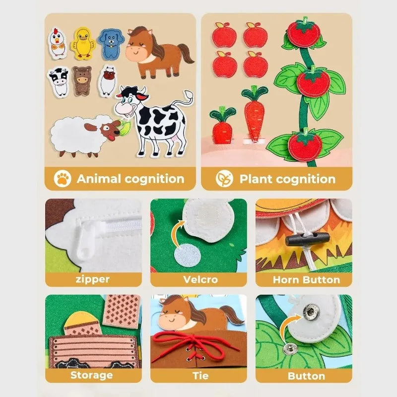 Montessori Farm Animal Felt Busy Book