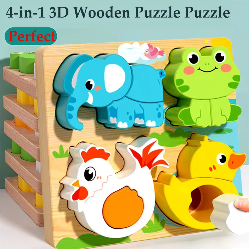 Montessori Wooden Shape-Matching Blocks