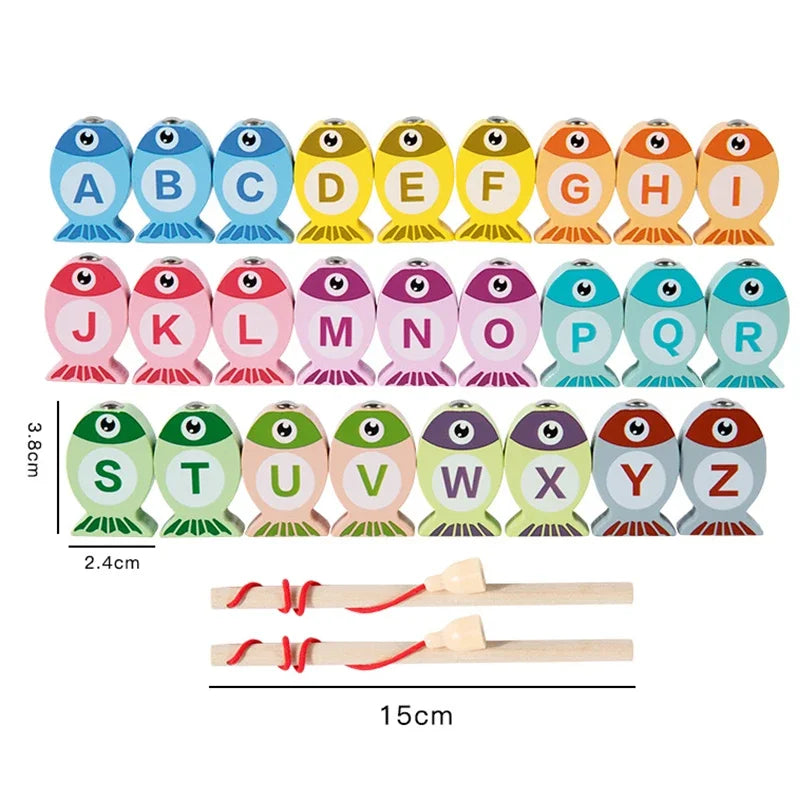 Wooden Alphabet & Numbers Fishing Game
